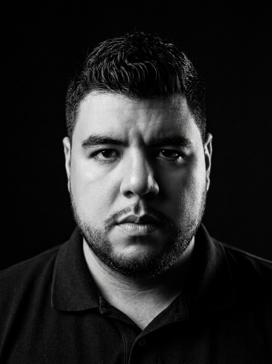 Retrato em preto e branco do responsável técnico da DASSOU Engenharia